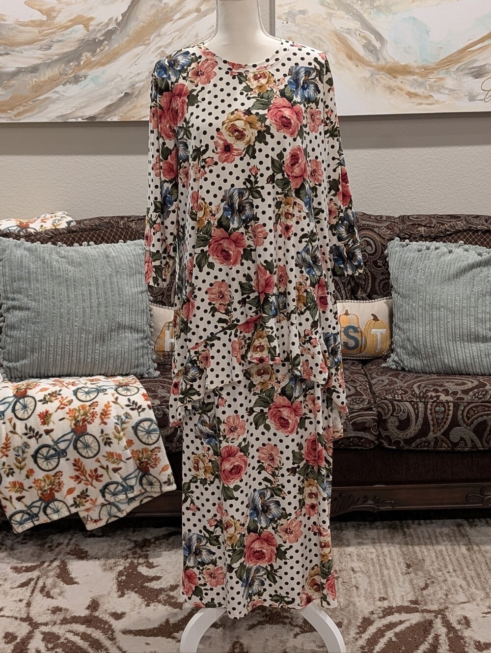 Polka Dot Floral Two-piece Outfit